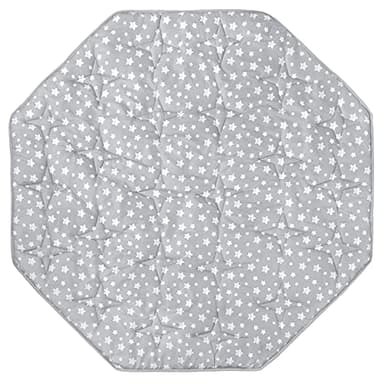 Octagon Playpen Mat Grey, Non Slip 8 Panel Playpen Mattress Mat Fits Regalo Extra Large Play Yard and hiccapop XL 69" Baby Playpen, Grey Star Octagon Playard Pad - Image 1