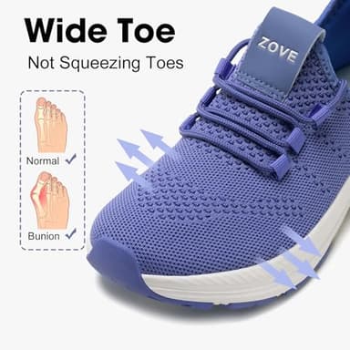ZOVE Wide Toe Box Shoes Women Extra Wide Width Sneakers Ultra Light Road Running Shoes Non-Slip Tennis Sneakers Breathable Walking Athletic 8803 Blue 43 - Image 2