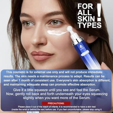 Eye Serum with 8% Caffeine 8% Retinol Hyaluronic Acid Niacinamide peptides for Puffy Bags Fine Lines Dark Circles Wrinkles, Under Eye Cream with 360° Roller Massage Ball, 0.5 fl. oz - Image 7