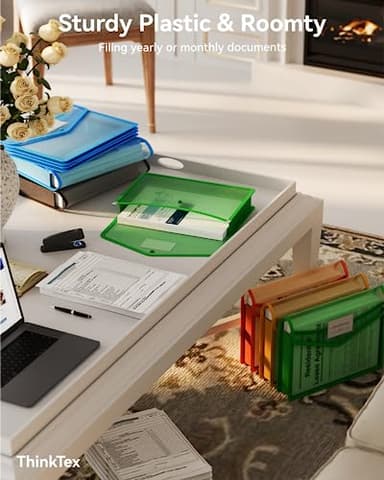ThinkTex Plastic Expanding File Folder, Transparent envelopes with Snap Closure, No Dividers, Large Capacity, Assorted Colors, Fit Letter/A4 Size - 5 Packs - Image 6