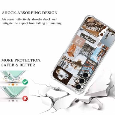 mehidpur Cowboy Cowgirl Case for Samsung Galaxy S25+,Retro Western Country Life Art Collage,Trendy Soft TPU Protective Case for Galaxy Galaxy S25 Plus - Image 3