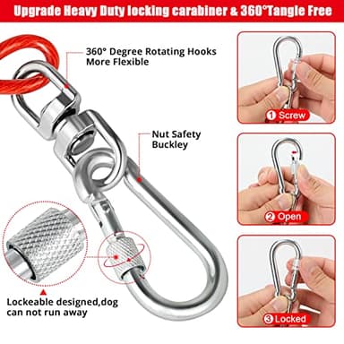 Jenico Dog Tie Out Cable, 10-150FT Runner Cable with Swivel Hook and Shock Spring, Outdoor Dog Leash Tether for Small to Medium Pets Up to 500 LBS - Image 3