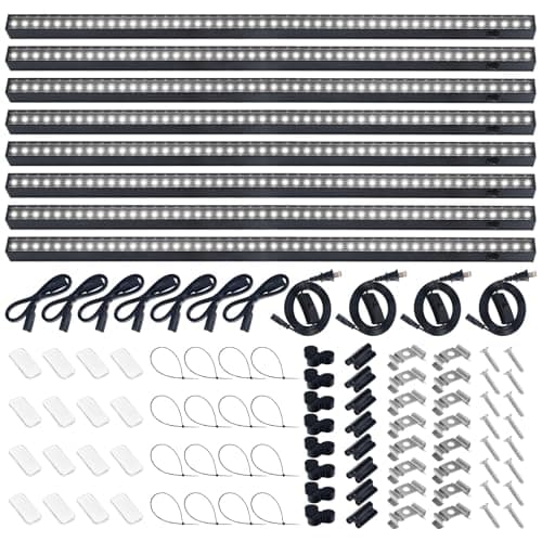 Barrina T5 Grow Lights for Indoor Plants, 2FT 80W(8 x 10W) Black Cover LED Plant Growing Lamp, Full Spectrum Grow Light Strip with Switch, Magnetic Installation, Plug and Play, 5000K, 8 Packs - Image 1