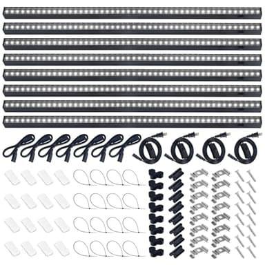 Barrina T5 Grow Lights for Indoor Plants, 2FT 80W(8 x 10W) Black Cover LED Plant Growing Lamp, Full Spectrum Grow Light Strip with Switch, Magnetic Installation, Plug and Play, 5000K, 8 Packs - Image 1