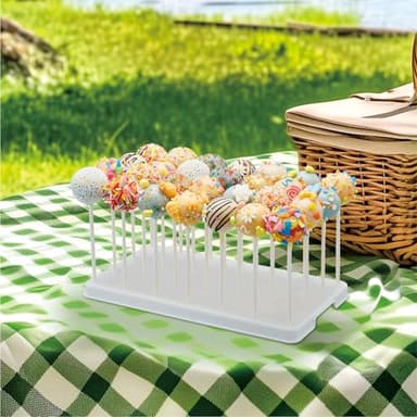28 Holes Cake Pop Stand for Cake Pops, Lollipop Hold Stand, Cake Pop Display Holder, Candy Pop Holder with 100 Pcs Cake Pop Sticks, 100 Pcs Cake Pop Bags, 100 Pcs Gold Twist Ties(White) - Image 7