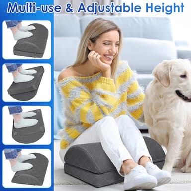 CushZone Foot Rest for Under Desk at Work Adjustable Foam for Office and Home, Office Desk Accessories，Comfortable Footrest with 2 Adjustable Heights，Back & Hip Pain Relief (Gray-16.9 in) - Image 5
