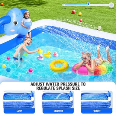 Inflatable Pools with Sprinkler,Upgraded Elephant Inflatable Swimming Pool,Kids Pools for Backyard,Large Inflatable Pool for Adults Blow up Pools,Oversized Thickened Family Inflatable Pool-Blue - Image 7