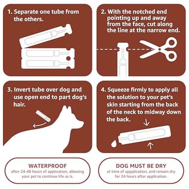 Amazon Basics Flea, Tick & Mosquito Topical Treatment for Large Dogs (21-55 pounds), 6 Count (Previously Solimo) - Image 4