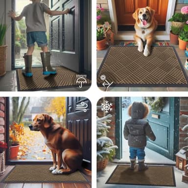 Smiry Front Door Mat Outside Entrance, Heavy Duty Outdoor Indoor Natural Rubber Doormat, Non Slip, Trap Dirt and Moisture, Easy Clean, Low Profile Patio Porch Entryway Mat, 35x23, Brown - Image 7
