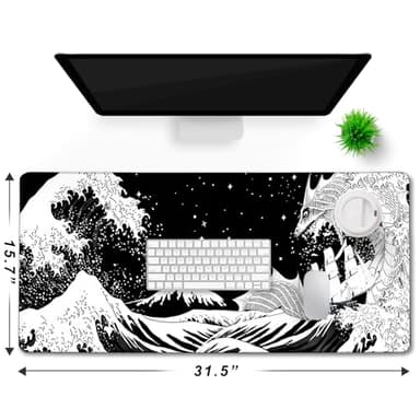 TEDNETGO Extra Large Mouse Pad, Gaming Mouse Pad, Waterproof Extra Large Mousepad with Stitched Edges, Non-Slip Base Keyboard Pad for Gamer, Office & Home, 31.5 x 15.8, Dragon - Image 6
