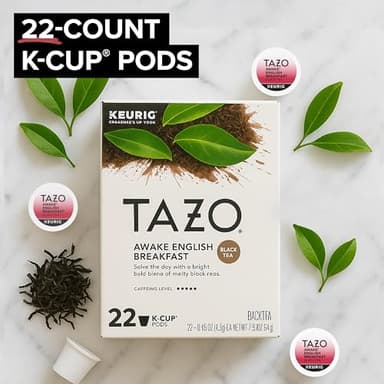TAZO Awake English Breakfast Tea K-Cups, Bold Traditional Breakfast-Style Black Tea for Health and Wellness, 22 Pods - Image 2