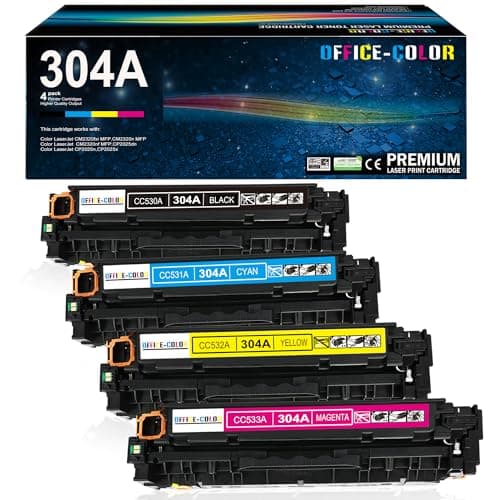 304A Toner Cartridges 4-Pack Replacement for HP 304A Works with Color Laserjet CP2025,CM2320fxi MFP,CM2320nf MFP,CM2320n MFP; Color CP2025dn ,CP2025n Printers (Black,Cyan, Magenta, Yellow - Image 1