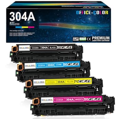 304A Toner Cartridges 4-Pack Replacement for HP 304A Works with Color Laserjet CP2025,CM2320fxi MFP,CM2320nf MFP,CM2320n MFP; Color CP2025dn ,CP2025n Printers (Black,Cyan, Magenta, Yellow - Image 1