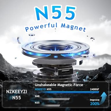 NZKEEYZI Phone Holders for Your car, Compatible with MagSafe, Ultra Vacuum Suction Cup Mount, 360° Rotation, Car Phone Holder Compatible with All Models, Carbon Fiber Coffee - Image 5