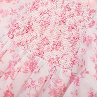 Belle Poque Women Cottage Core Dress Spaghetti Strap Aline Floral Long Flowy Dresses for Women Pink Toile, M - Image 4