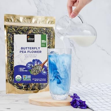INCAS 100% USDA Organic Butterfly Pea Flower 4.41 oz (375+ Cups) DIRECT FROM SOURCE Thailand Non GMO Verified Dried Caffeine Free Gluten Free Vegan Rich in Antioxidants Free eBook - Image 4