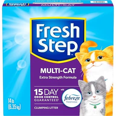 Fresh Step Clumping Cat Litter, Multi-Cat, Long Lasting Odor Control Kitty Litter with Activated Charcoal, Low Dust Formula, 14 lb - Image 13