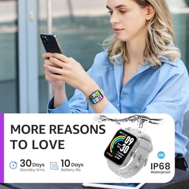 TOZO 2025 New Upgraded Smart Watch for Men Women for iPhone&Android, 1.83" Fitness Tracker Bluetooth Call [Answer/Make], IP68 Waterproof Sleep Monitor, 100+ Sport Modes Sliver - Image 7
