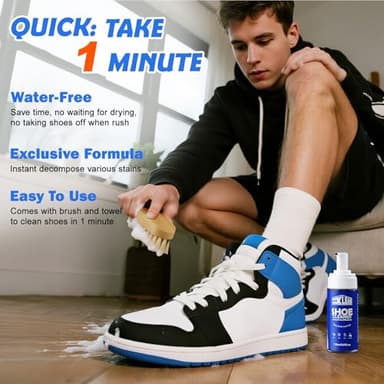 Foam Shoe Cleaner, White Sneaker Cleaner Kit for Tennis Shoes, Running, Golf, PU, Nubuck,Sole, Shoe Cleaning Kit 1Pack - Image 3