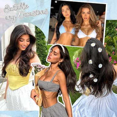 KooKaStyle Invisible Wire Hair Extensions Long Wavy Layered Synthetic Hair Extensions with Transparent Wire Adjustable Size 6 Secure Clips Black Hairpieces for Women 20 Inch - Image 5