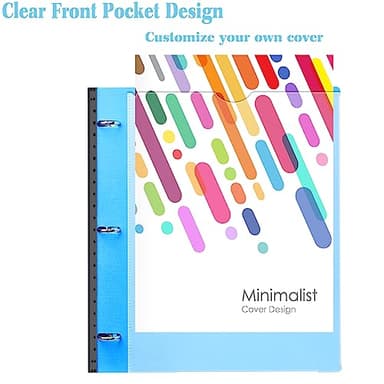 INFUN All-in-one Telescoping Binder Notebook - 2PCS, Refillable 3 Ring Notebook Binder with 1 Plastic Movable Pocket Folder,5 Plastic Subject dividers and Graph Paper and College Ruled Paper - Blue - Image 5