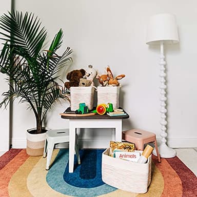 OrganiHaus Woven Storage Baskets for Organizing, Cotton Rope Organizer Bins for Shelves, Closet & Nursery, Dog Toy Basket, Decorative Bins for Toys, Towels & Books - 15x10x9, Rainbow Stitches - Image 7