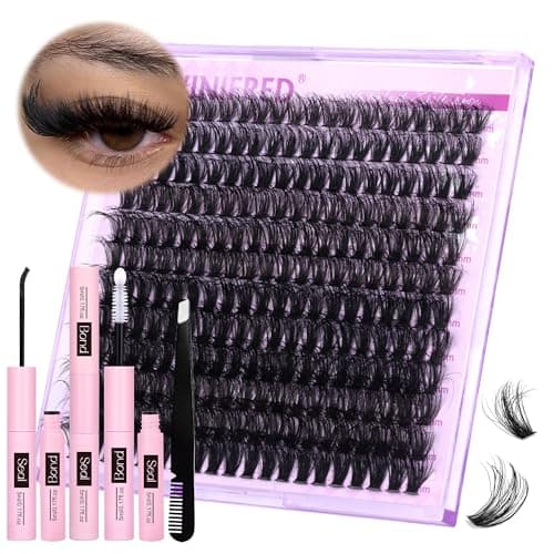Lash Extension Kit Lash Clusters Thick Individual Lashes 10-16mm Eyelashes Extension Kit 50D Wispy Mink Lash Kit Cluster Lashes with Lash Bond and Seal by Winifred - Image 1