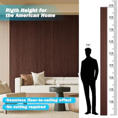 Art3d Slat Wood Wall Paneling for Interior and Ceiling Decoration - Pack of 4pcs + 1pc End-Trim, Size 108 x 5.7in.- Walnut - Image 4