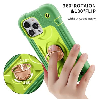 Cookiver for iPhone 13 Pro Max Case 6.7 Inch with Ring Stand, with 2 Pack Glass Screen Protector + 1 Pack Camera Lens Protector,Heavy-Duty Shockproof Cover for iPhone 13 Pro Max (Avocado) - Image 4