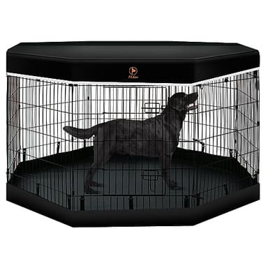 PJYuCien Dog Playpen - 8 Panels 36”H Metal Foldable Dog Exercise Pen, Pet Fence Puppy Crate Kennel Indoor Outdoor with Top Cover & Bottom Pad for Medium Large Pets - Image 1