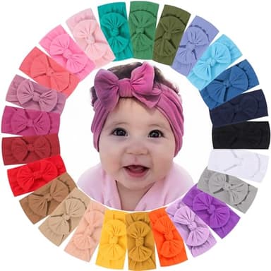 ALinmo 25PCS Baby Nylon Headbands Soft Hairbands Hair Bow Elastics for Baby Girls Newborn Infant Toddlers Kids - Image 1