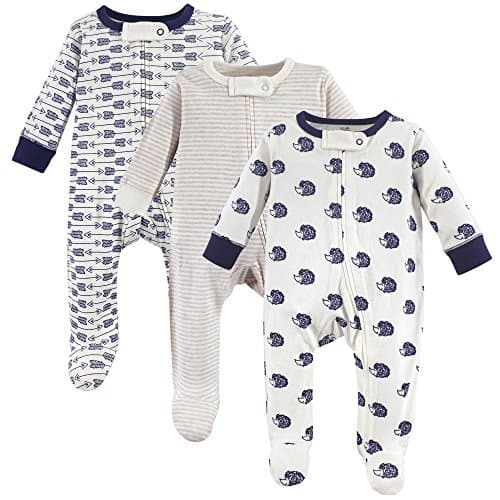 Touched by Nature unisex baby Organic Cotton and Play Sleepers, Hedgehog, 6-9 Months US