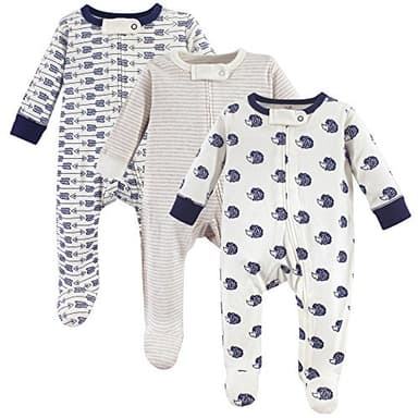Touched by Nature unisex baby Organic Cotton and Play Sleepers, Hedgehog, 6-9 Months US