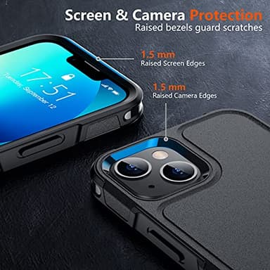 SPIDERCASE Designed for iPhone 13 Case, [10 FT Military Grade Drop Protection] [with 2 pcs Tempered Glass Screen Protector] Case for iPhone 13 6.1 inch (Black) - Image 2