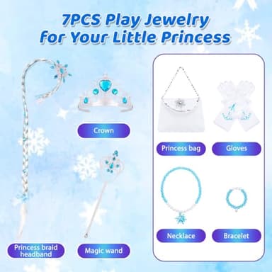 Meland Princess Dress Up for Girls 3-10 - Dress Up Clothes for Kids Pretend Play, Light Up Halloween Costume for Girls(M,5-6 Years) - Image 2