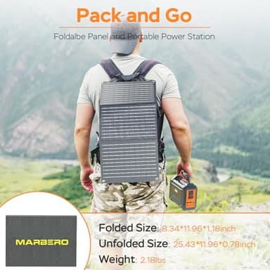 MARBERO Solar Generator 167Wh Camping Portable Power Station 200W Peak with Foldable Solar Panels 30W with AC Outlet 110V Multi-Port LED Flashlights for CPAP Home Camping Hurricane Emergency - Image 5