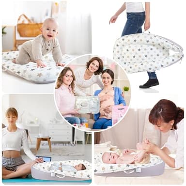 Baby Lounger with Waterproof Liner, Infant Lounger for 0-24 Months Newborn,Soft Cotton & Breathable Cover,Essentials Gifts for Baby Travel and Floor (Baby Star) - Image 7