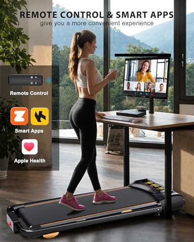 EVKRUN 4.0/7.8MPH Walking Pad Treadmill with Folding Slope, Larger Screen Display Under Desk Treadmill 300 lb Capacity, Portable Treadmills for Small Spaces, Home (with Handrail-7.8MPH) - Image 3