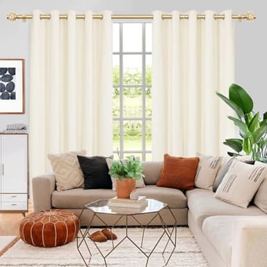 Curtain Rods 32 to 58 Inches (2.6-4.8ft), USFOOK 7/8 InchTelescoping Splicing Drapery Rods for Windows 20 to 54 Inch, Decorative Curtain Rod for Home Decor with Luxury Gold Translucent Finials - Image 3