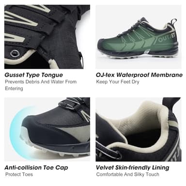OUTJET Women's Waterproof Hiking Shoes Lightweight Non-Slip Trails Walking Shoes Outdoor Sneakers - Image 3
