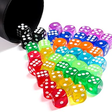 50 Pieces Dice Set, 14mm Bulk 6 Sided Colored Dices for Board Games, Math Learning,Classroom - Image 5