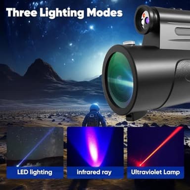 Monocular Telescope with Lights HD Monoculars 80x100 for Adults High Powered Monocular for Hunting with Smartphone Holder & Tripod, Handheld Telescope Suitable for Bird Watching Stargazing-Black - Image 5