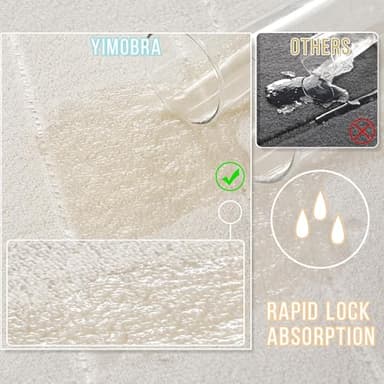 Yimobra Long Bath Mat 44"x24", Super Soft Quick Dry Memory Foam Bathroom Rug, Water Absorbent, Non Slip Backing Machine Washable for Tub Shower, Thick Comfort Support, Cream - Image 5