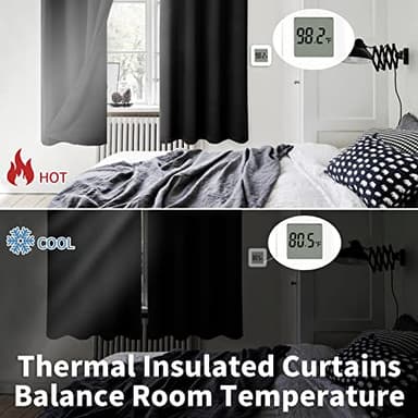 BGment Black Blackout Curtains 95 Inches Long 2 Panels Set for Living Room, Thermal Insulated 100% Light Blocking Curtains & Drapes, Grommet Soundproof Curtains for Bedroom Window, Each 52 Wide - Image 5