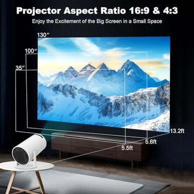 Mini Projector, Support 4K 1080P Portable Projector with Dual Band WIFI6 5G Wireless 5.2 Bluetooth Android 11, 160 ANSI Lumens, 180° Rotatable, Auto Keystone Correction,35"-130" Screen Video Projector - Image 7