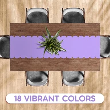 Lavender Plastic Disposable Table Runner. 5 Pack 14 x 108 inch. Scallop Table Runner Adds A Pop of Color to Your Party Table, by Swanoo - Image 5