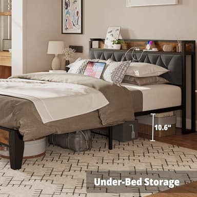 ANCTOR Full Size Bed Frame, Storage Headboard with Outlets, Easy to Install, Sturdy and Stable, No Noise, No Box Springs Needed - Perfect for a Good Night's Sleep - Image 5