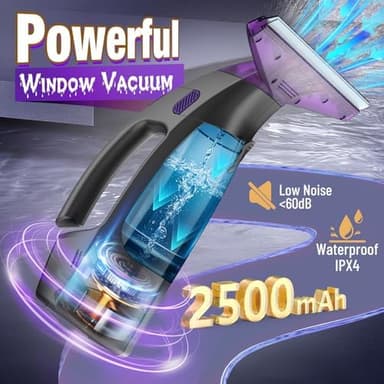 Streak-Free and Powerful Window Vacuum Squeegee Cordless, Window Cleaner with Ultra Absorbent Lint Free Microfiber Cloth, Multi-Purpose Gift Deep Cleans Window, Shower Glass, Mirror and Car - Image 7
