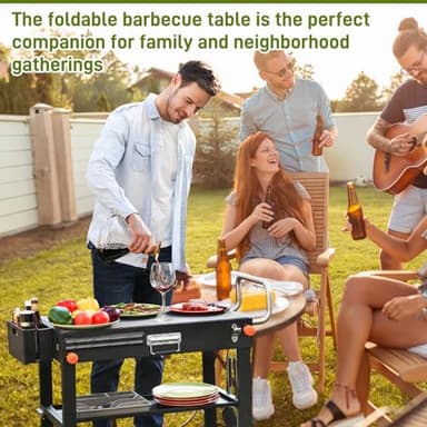 LKVHV Portable Outdoor Grill Table, Blackstone Grill Stand Solid and Sturdy 31"W x 17"D, Movable Kitchen Cooking Prep BBQ Cart with Wheels, Folding Cart for Ninja, Blackstone Griddle 17"/22" etc - Image 8