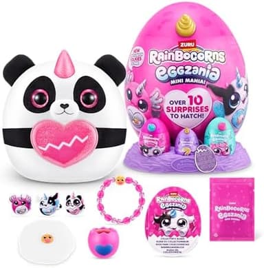 Rainbocorns Eggzania Mini Mania Panda Plush Surprise Unboxing with Animal Soft Toy, Idea for Girls with Imaginary Play by ZURU - Image 3